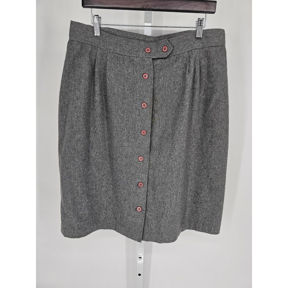 Looking Smart Gray Heathered Button-Front Pencil … - image 1